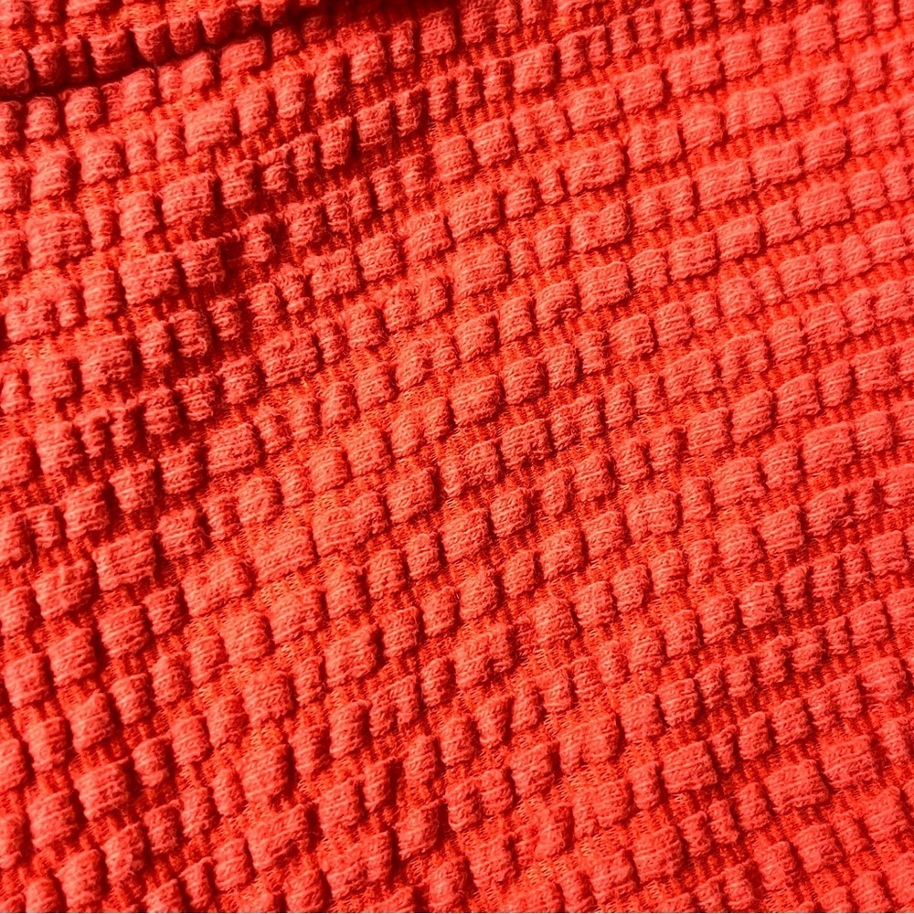 Ann Taylor LOFT Seersucker Tie Front Square Neck Puff Sleeve Top Orange XS - Picture 10 of 10